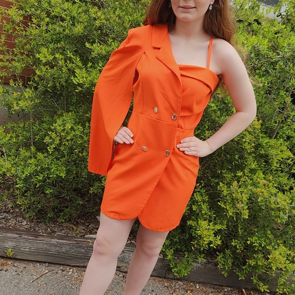 Boohoo Orange One Shoulder Dress